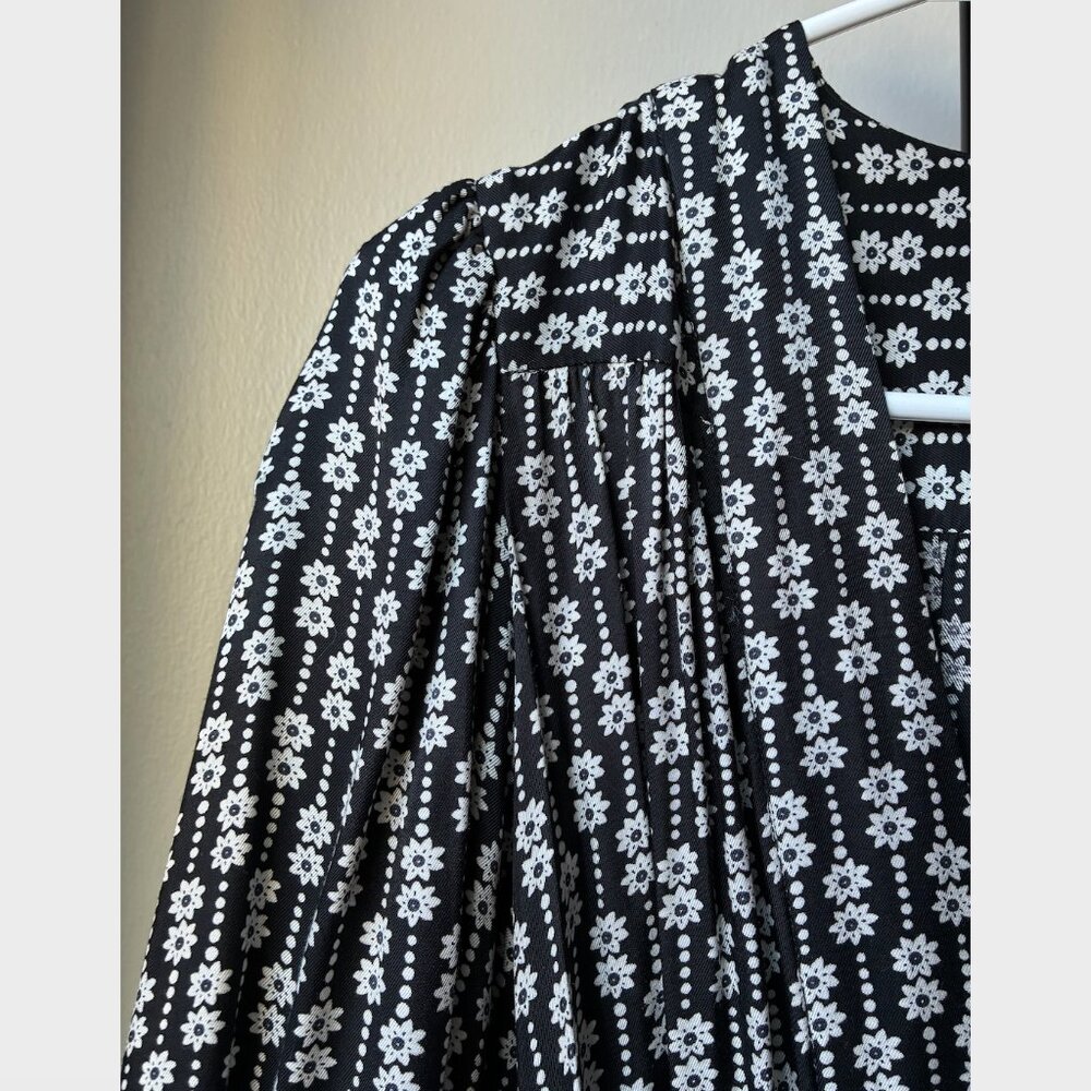 Sandro Black and White Floral Belted Maxi Wrap Dress - Size EU 36 - Picture 9 of 12